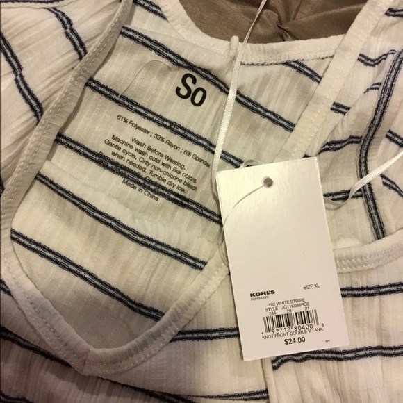 So XL blue/white stripe double v neck tank top (knotted front can be und… - Picture 7 of 9